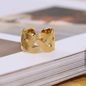 #34 Gold Weave Textured Ring Adjustable